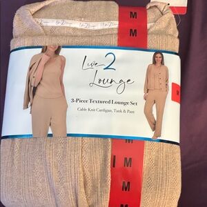 Beige 3-Piece Textured Lounge Set